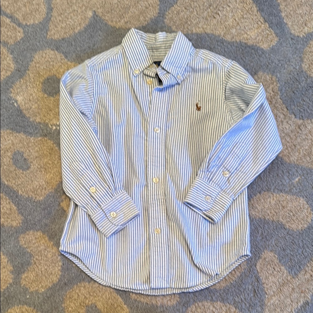 Blue and White Striped Button-Up Shirt